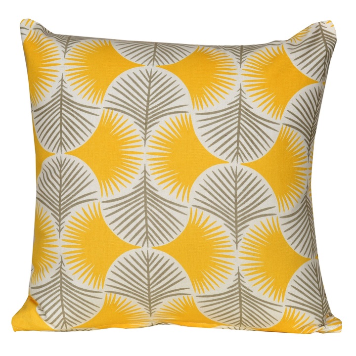 Perna decorativa patrata "Feels Like Summer", bumbac si poliester, cu imprimeu doua culori, 40 x 40 cm