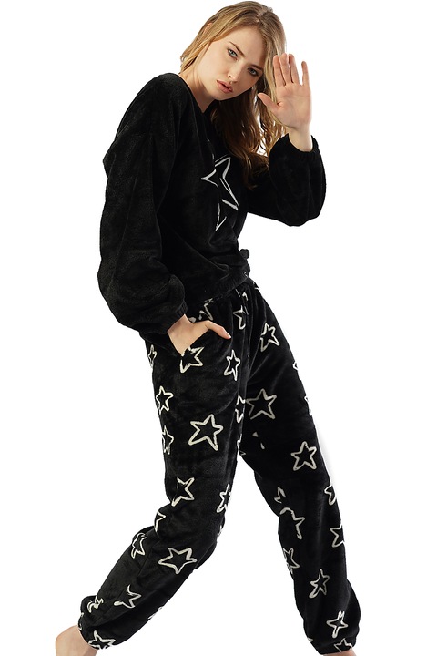 Pijama Dama, Vienetta, Model 'My Only Star', Culoare Negru