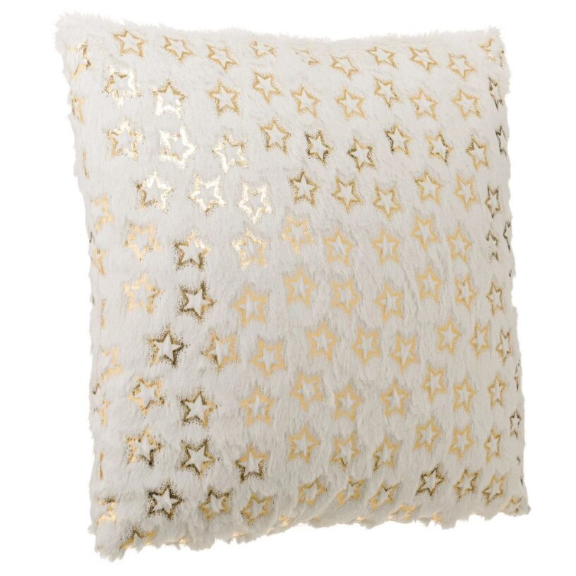 Perna decorativa, Zola®, model de sarbatori, pufoasa, alba cu stelute, 43x43 cm