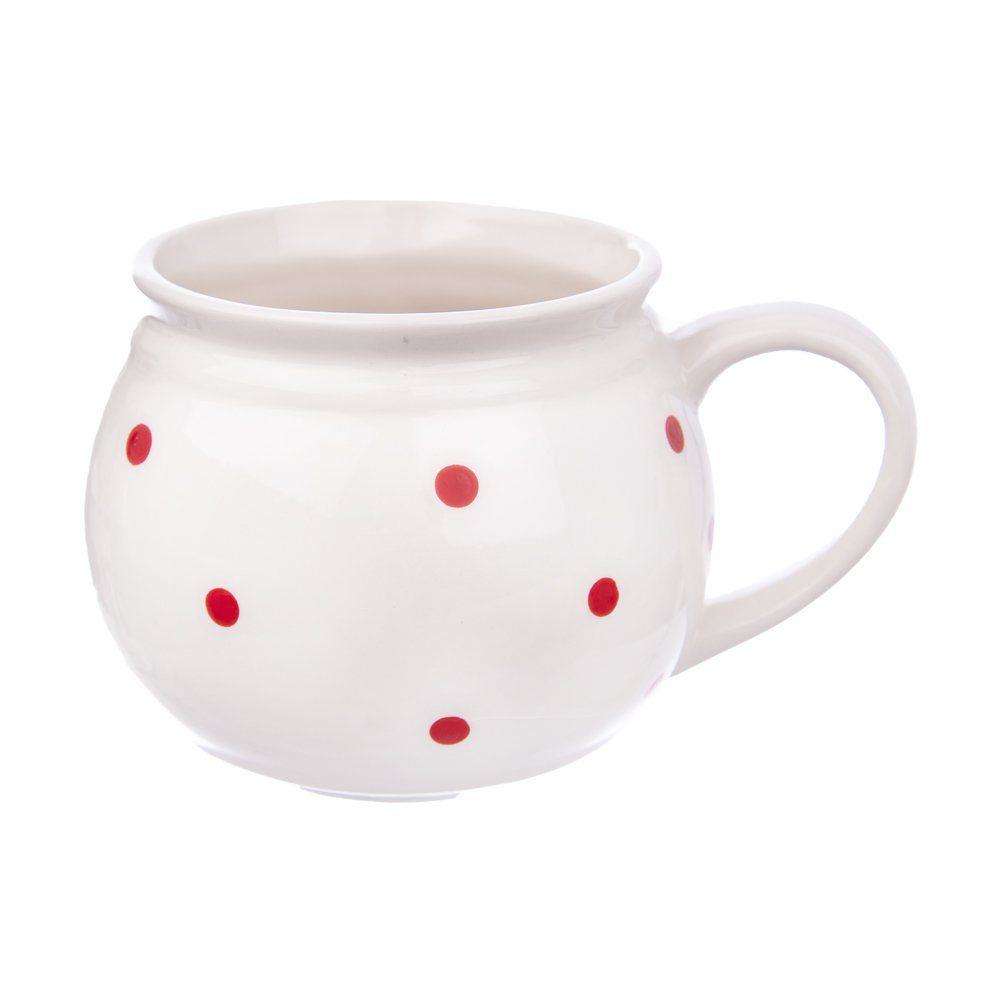 Cana Retro Dots, Orion, Ceramica, Alb, 200 ml