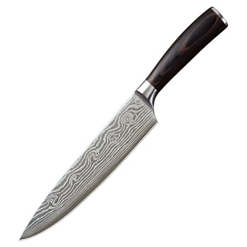 Cutitul bucatarului amXea, otel damasc, lama 21 cm, maner lemn Cutitul bucatarului amXea, otel damasc, lama 21 cm, maner lemn