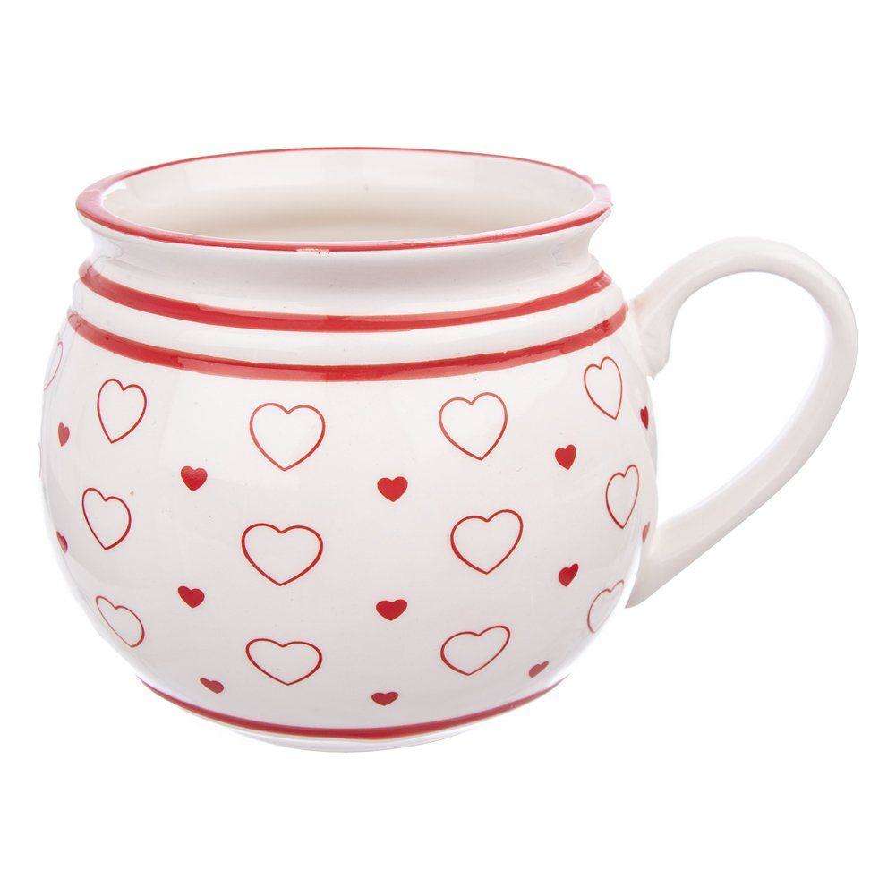 Cana Retro Heart, Orion, Ceramica, Alb, 750 ml