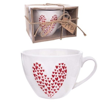 Cana Handle Heart, Orion, Portelan, Alb, 490 ml Cana Handle Heart, Orion, Portelan, Alb, 490 ml