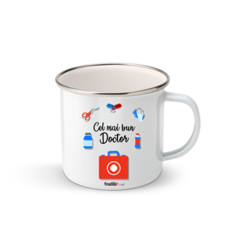 Cana metalica cu email, personalizata cu mesajul  Cana metalica cu email, personalizata cu mesajul