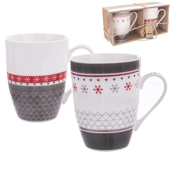 Set 2 cani cu imprimeu, Orion, Portelan, Multicolor, 340 ml Set 2 cani cu imprimeu, Orion, Portelan, Multicolor, 340 ml