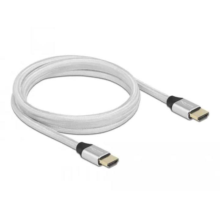 Cablu Delock Ultra High Speed HDMI 48 Gbps 8K 60 Hz silver 2 m certificat, argintiu
