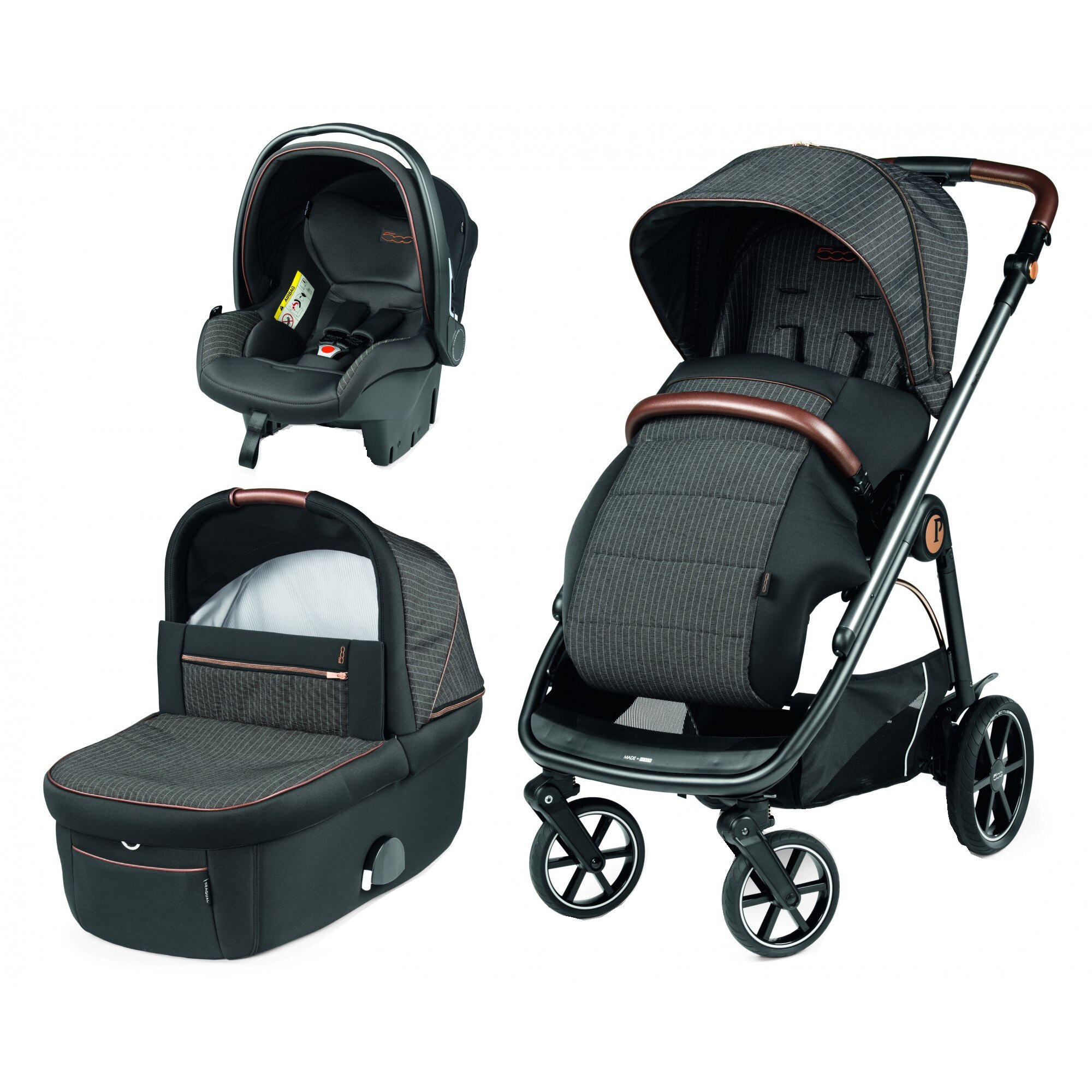 Carucior 3 in 1, Peg Perego, Veloce, Primoviaggio SL, 0 - 22 kg, 500, Negru/Gri