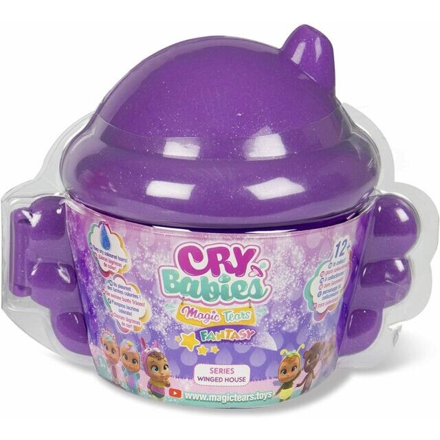 Set papusa cu accesorii, 9 buc, Cry Babies Magic Tears, Casuta cu aripi, multicolor