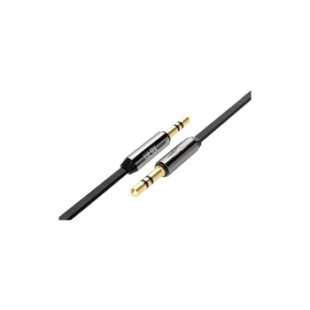 Cablu audio cu jack de 3.5mm tata-tata ultra flat negru 1 m Cablu audio cu jack de 3.5mm tata-tata ultra flat negru 1 m