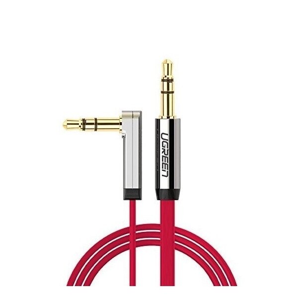 Cablu audio premium de 3.5mm ultra plat unghi 90 grade Rosu 1 m