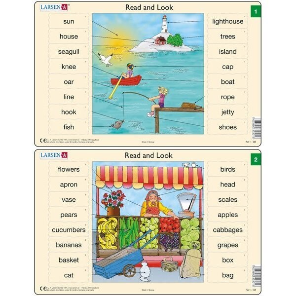 Set 10 Puzzle-uri Read and Look 1 -10 (EN), 16 piese, Larsen