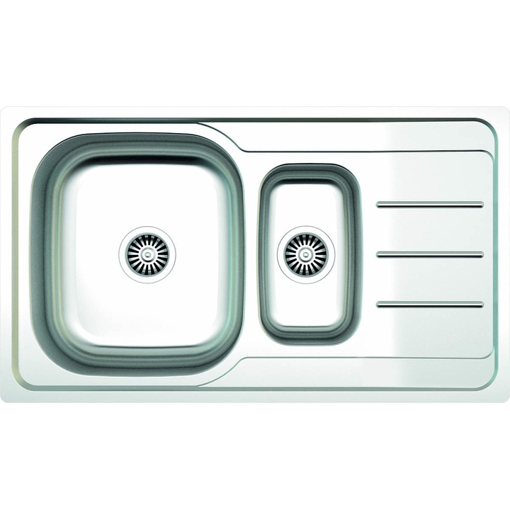 Chiuveta pentru blat cuva mare+cuva mica Z-INOX ZLN-9287, Inox anticalcar, 50x86 cm, Cuve stanga