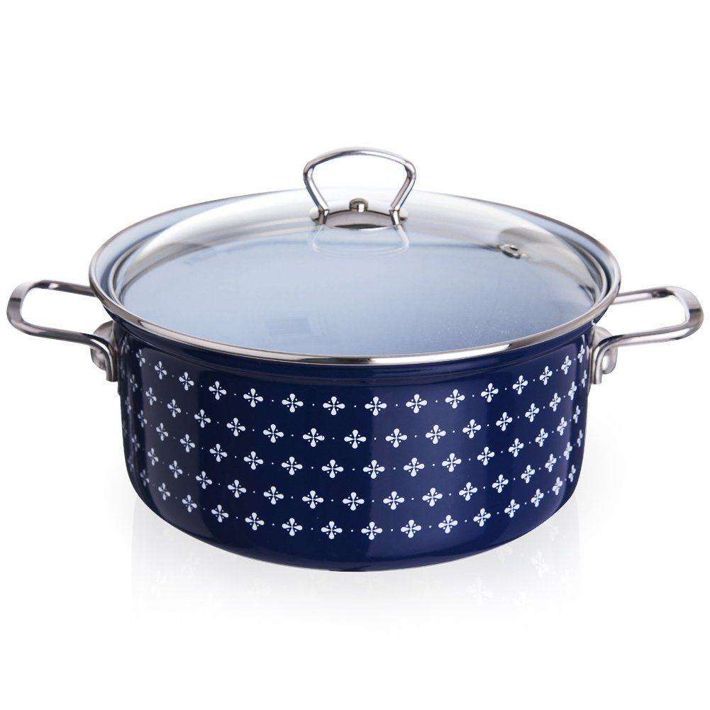 Oala Sofia, Orion, Otel emailat, 4.5 L, 24 cm, Albastru/Alb