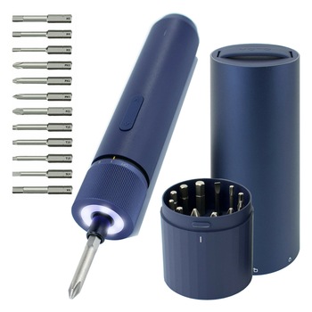 Kit surubelnita electrica cu varfuri interschimbabile Xiaomi, Hoto, 3.6V, 12 buc, Albastru Kit surubelnita electrica cu varfuri interschimbabile Xiaomi, Hoto, 3.6V, 12 buc, Albastru