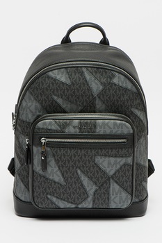Michael Kors, Rucsac din piele ecologica cu buzunar frontal, Negru/Gri inchis Michael Kors, Rucsac din piele ecologica cu buzunar frontal, Negru/Gri inchis