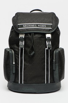 Michael Kors, Rucsac cu buzunare multiple si barete cu imprimeu logo, Negru Michael Kors, Rucsac cu buzunare multiple si barete cu imprimeu logo, Negru