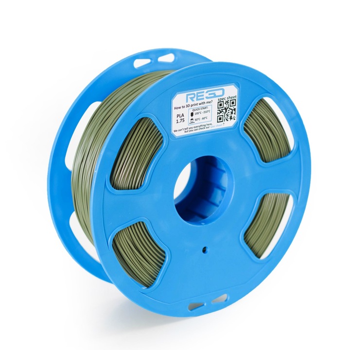 Filament 3D PLA, RE3D, Verde Militar