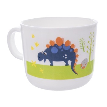 Cana pentru copii Dinosaur, Orion, Plastic, Alb, 250 ml Cana pentru copii Dinosaur, Orion, Plastic, Alb, 250 ml