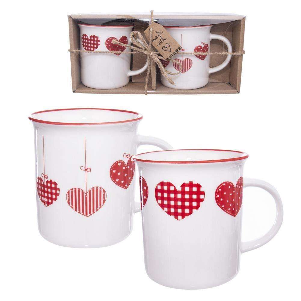 Set 2 cani cu imprimeu, Orion, Portelan, Alb, 350 ml