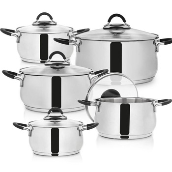 Set 5 oale Dalie, Orion, Inox 18/10, Capac, 10 piese, 1.8/2.6/3.7/4/5.3 L, Argintiu Set 5 oale Dalie, Orion, Inox 18/10, Capac, 10 piese, 1.8/2.6/3.7/4/5.3 L, Argintiu