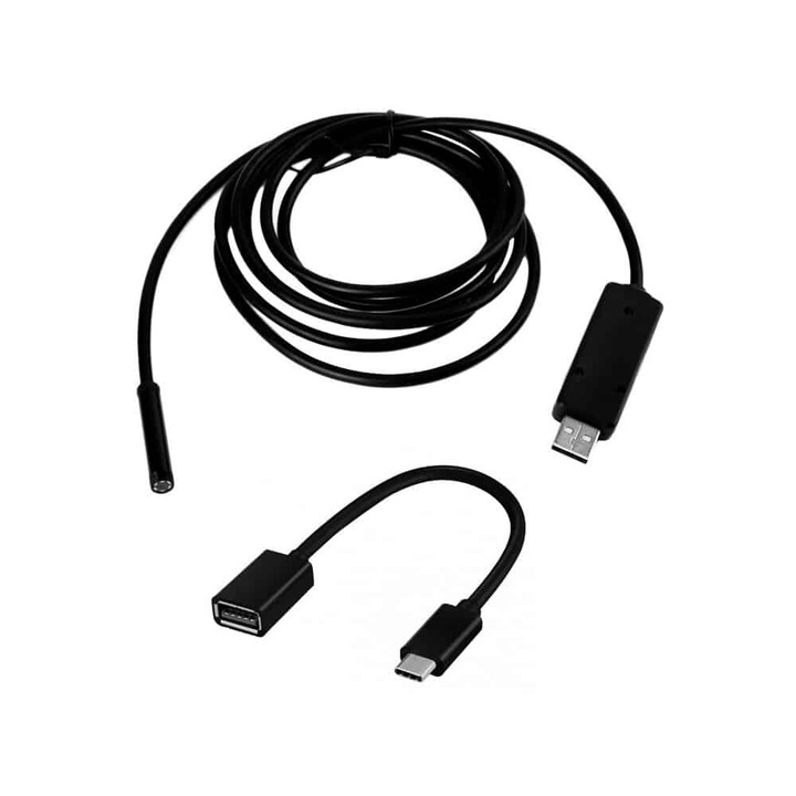 Camera foto/video endoscop Edman CEXC10 rezistenta la apa, USB si USB Type-C, cablu de 10m, rezolutie 640x480