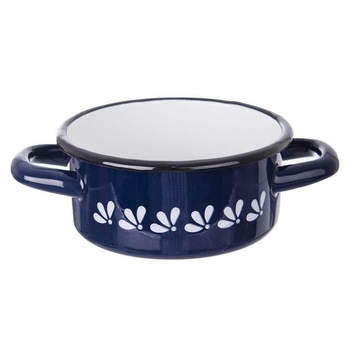 Oala sos, Orion, Otel emailat, 12 cm, 0.6 L, Albastru/Alb Oala sos, Orion, Otel emailat, 12 cm, 0.6 L, Albastru/Alb