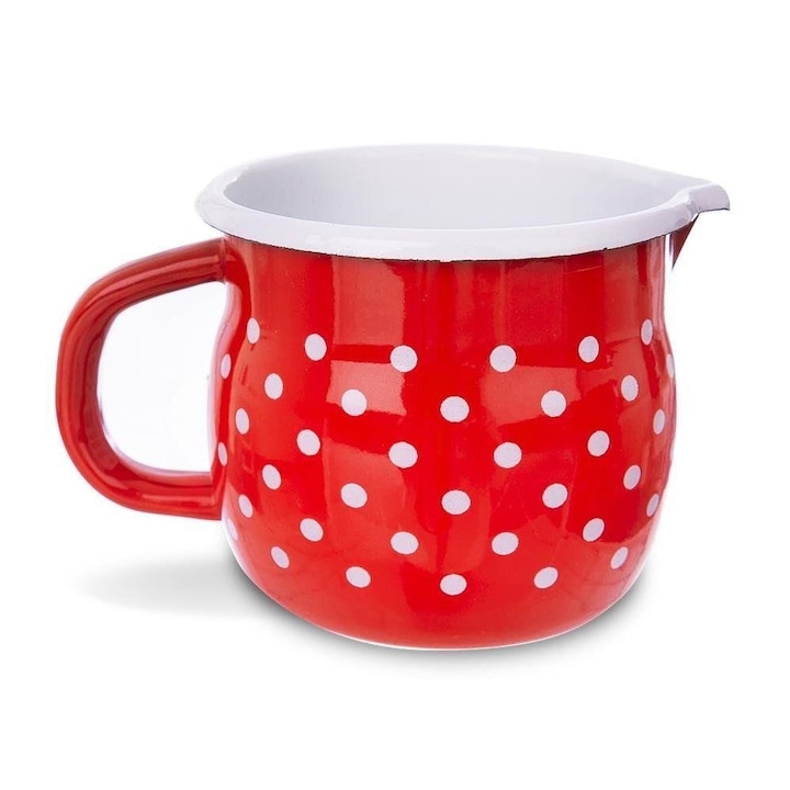 Ретро чаша на точки, Орион, Емайл, Червена, 800 мл