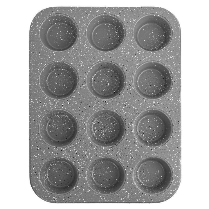 Matrita briose Grande, Orion, Metal, 12 compartimente, 35x26 cm, Gri