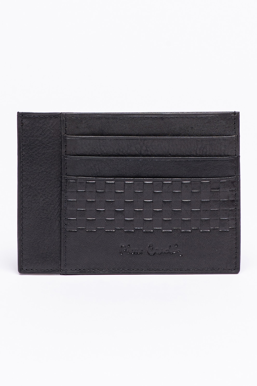 Pierre Cardin, Portcart de piele cu detaliu in relief, Negru