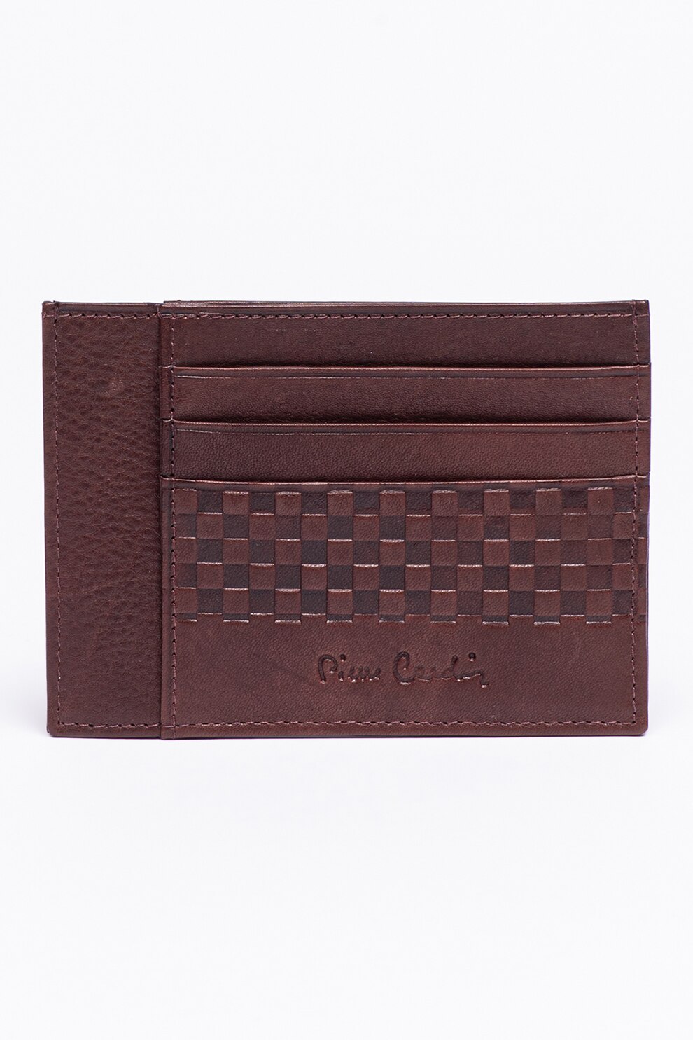 Pierre Cardin, Portcart de piele cu detaliu in relief, Rosu Bordeaux