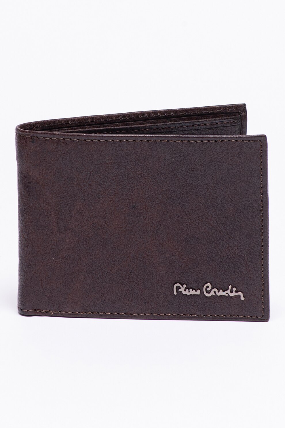 Pierre Cardin, Portofel de piele cu logo, Maro inchis