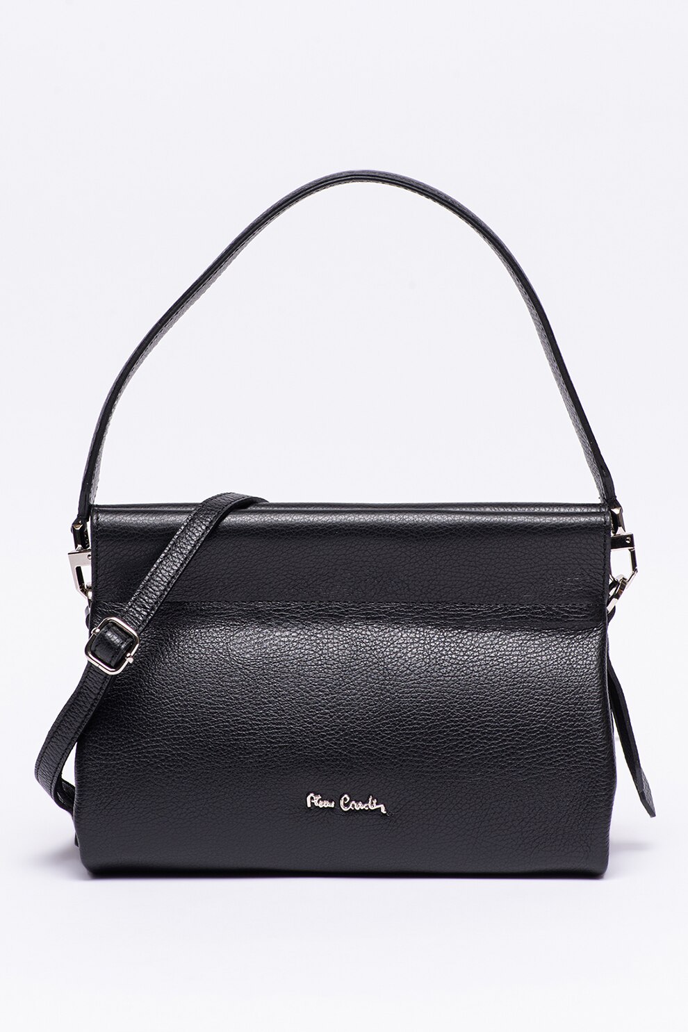 Pierre Cardin, Geanta de piele cu bareta detasabila de umar, Negru