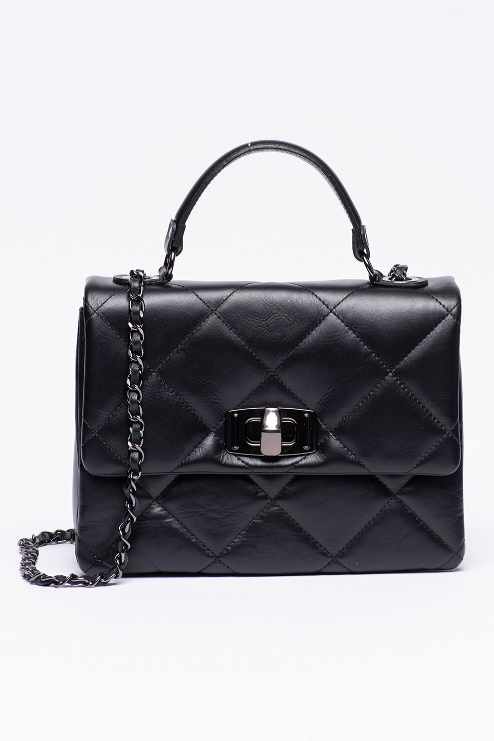 Pierre Cardin, Geanta de piele cu bareta de umar si aspect matlasat, Negru