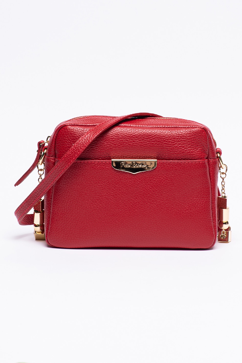 Pierre Cardin, Geanta crossbody de piele cu aspect texturat, Rosu