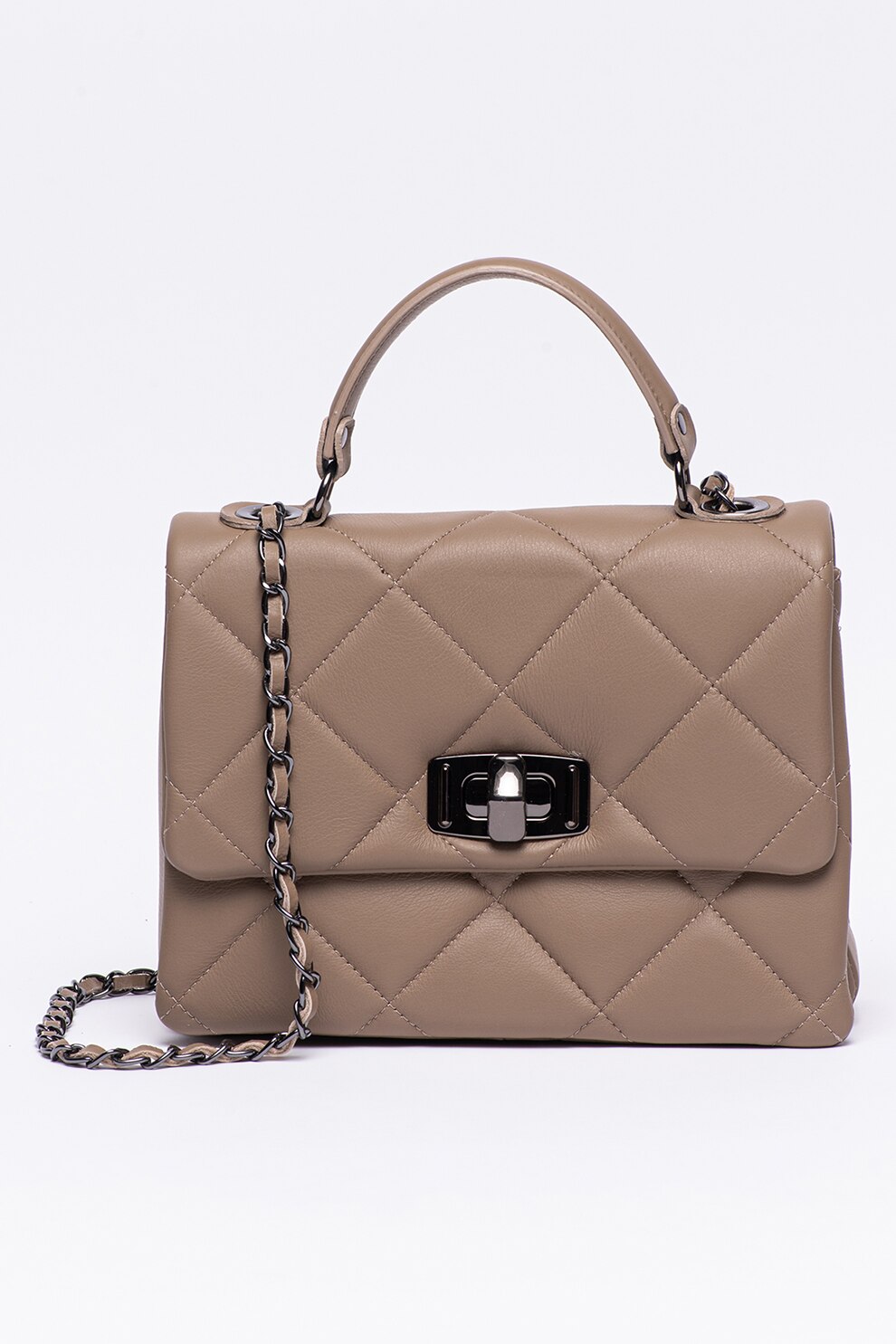 Pierre Cardin, Geanta de piele cu bareta de umar si aspect matlasat, Taupe