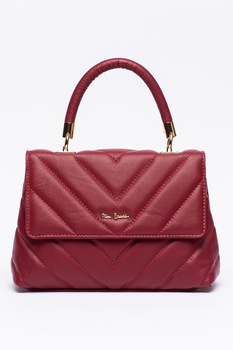 Pierre Cardin, Geanta de piele cu bareta de umar si cusaturi Chevron, Bordeaux Pierre Cardin, Geanta de piele cu bareta de umar si cusaturi Chevron, Bordeaux