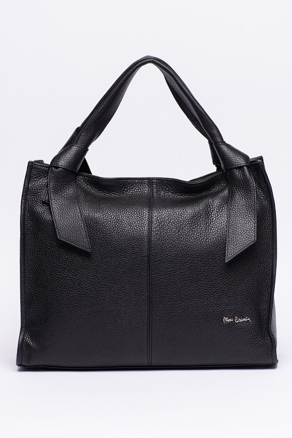 Pierre Cardin, Geanta de piele cu bareta de umar si aspect texturat, Negru