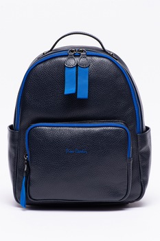 Pierre Cardin, Rucsac mic de piele texturata cu garnituri contrastante, Bleumarin inchis Pierre Cardin, Rucsac mic de piele texturata cu garnituri contrastante, Bleumarin inchis