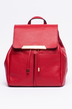 Pierre Cardin, Rucsac de piele cu buzunare multiple, rosu inchis Pierre Cardin, Rucsac de piele cu buzunare multiple, rosu inchis