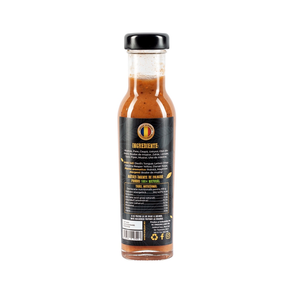 Sos iute Exotic Shot Spicy, Carolina Reaper Yellow, OnLeaf, 280 g - eMAG.ro