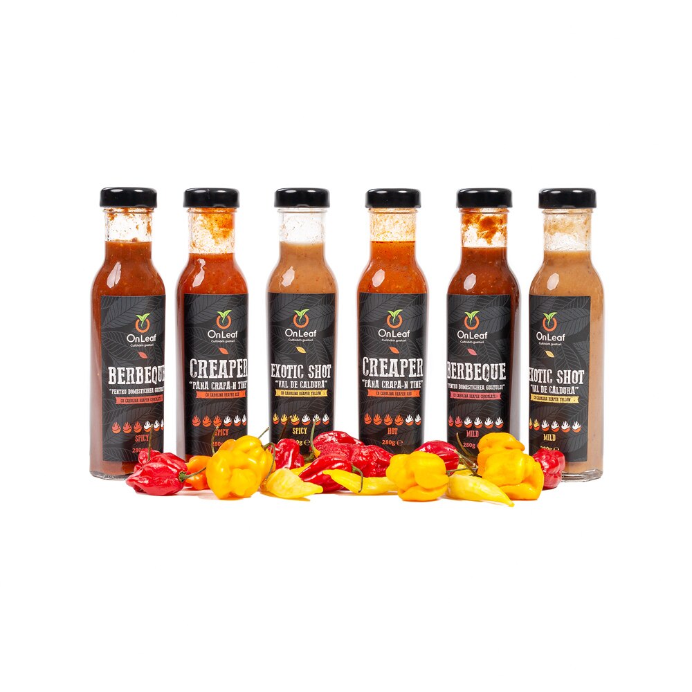 Sos iute Exotic Shot Spicy, Carolina Reaper Yellow, OnLeaf, 280 g - eMAG.ro