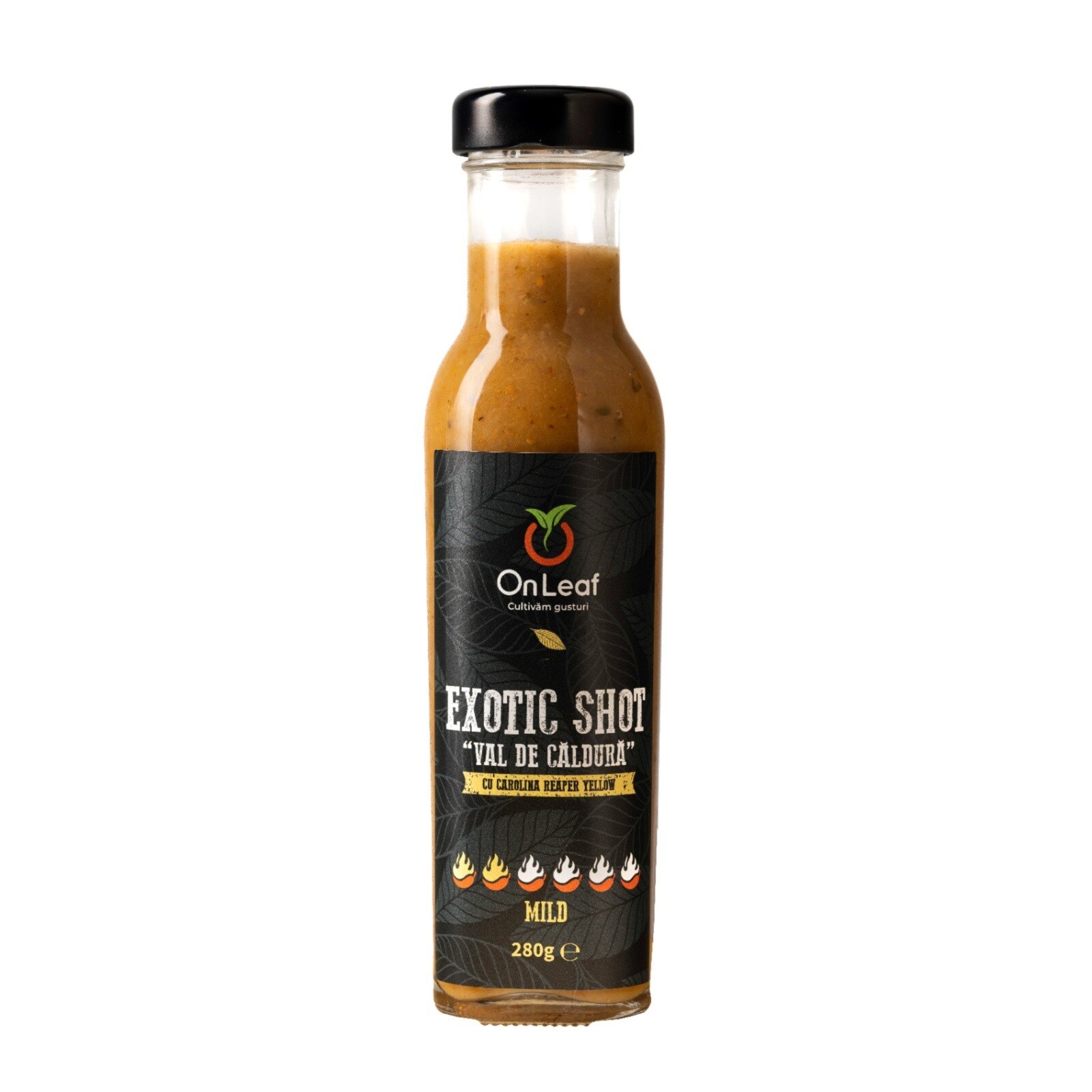 Sos iute Exotic Shot, Carolina Reaper Yellow, OnLeaf, 280 g - eMAG.ro