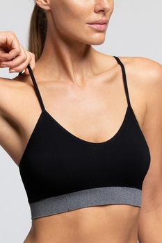 Bustiera cu bretele subtiri din microfibra, Pompea, Eco-Friendly, Negru/Gri Bustiera cu bretele subtiri din microfibra, Pompea, Eco-Friendly, Negru/Gri