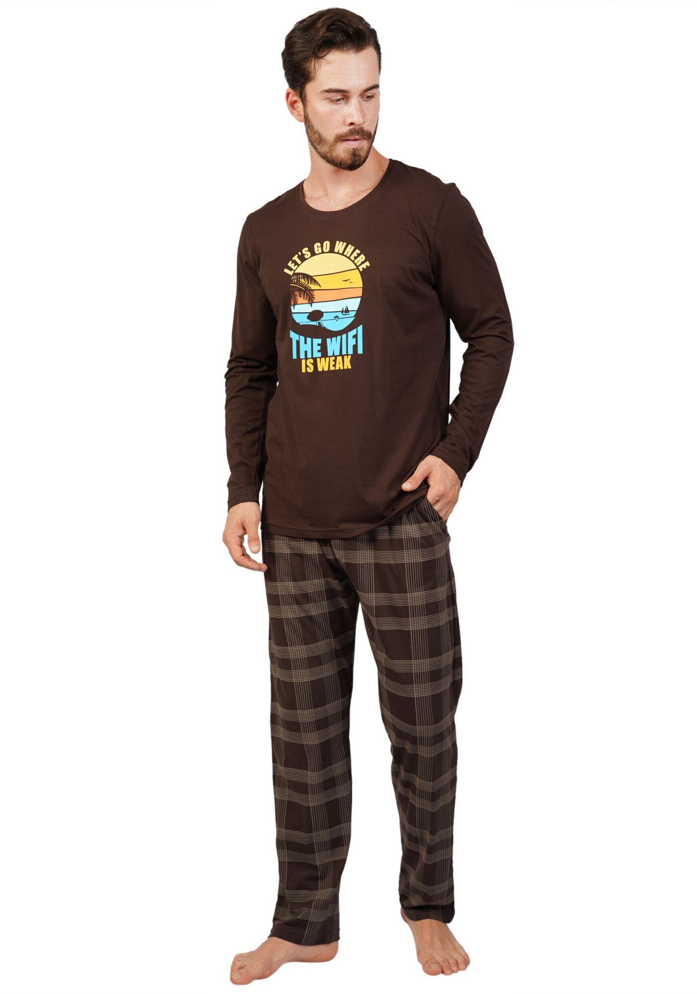 Pijama barbati Gazzaz by Vienetta, model FreeZone, maro