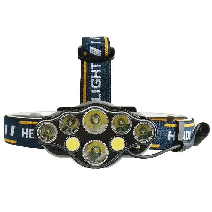 Lanterna de cap Premium, cu 8 LED-uri, Impermeabil ,13000 Lm, Lumina Alb/Rosie, JRH®