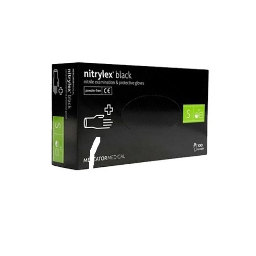 Set 100 Manusi unica folosinta, Mercator Medical, nitril, fara pudra, negru, marimea S