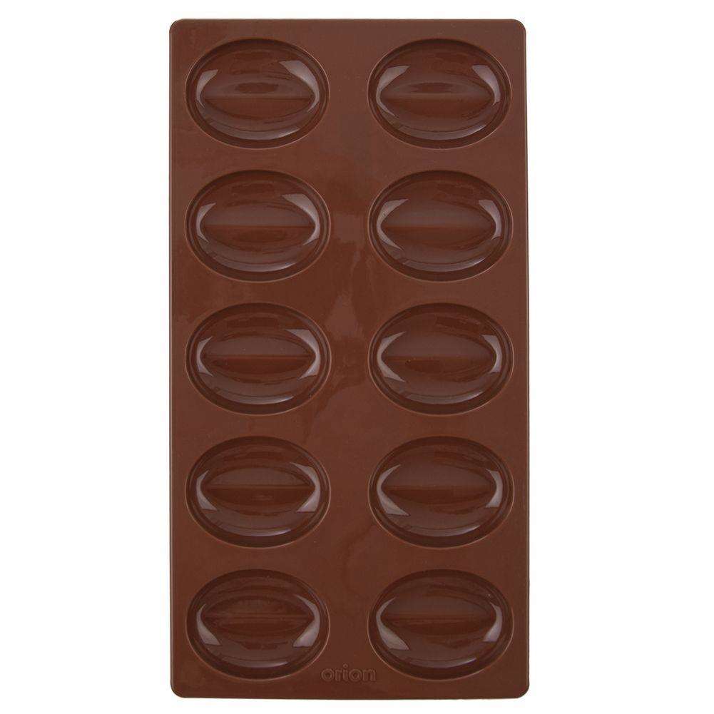 Matrita praline, Orion, Boabe cafea, Plastic, 10 compartimente, 6.5x5.3 cm, Maro