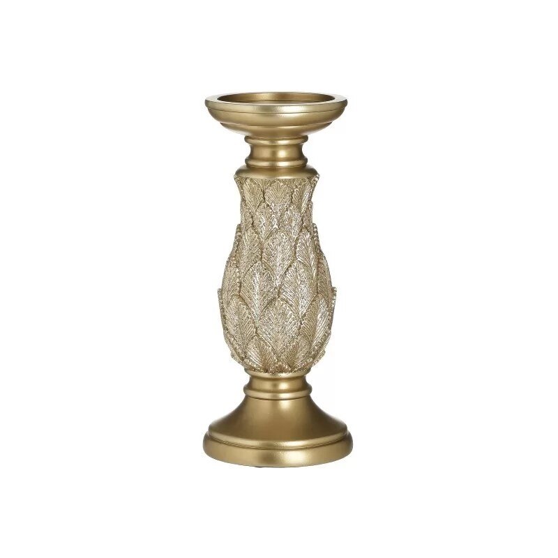 Suport lumanare auriu din rasina 11 cm x 25 cm