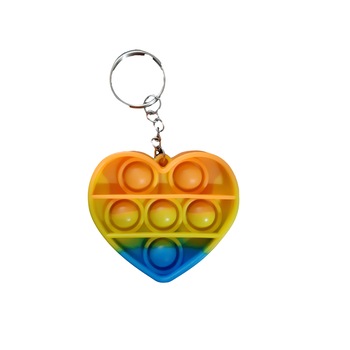 Jucarie senzoriala antistres POP IT tip breloc, forma de inima, multicolor K KATHODE Jucarie senzoriala antistres POP IT tip breloc, forma de inima, multicolor K KATHODE