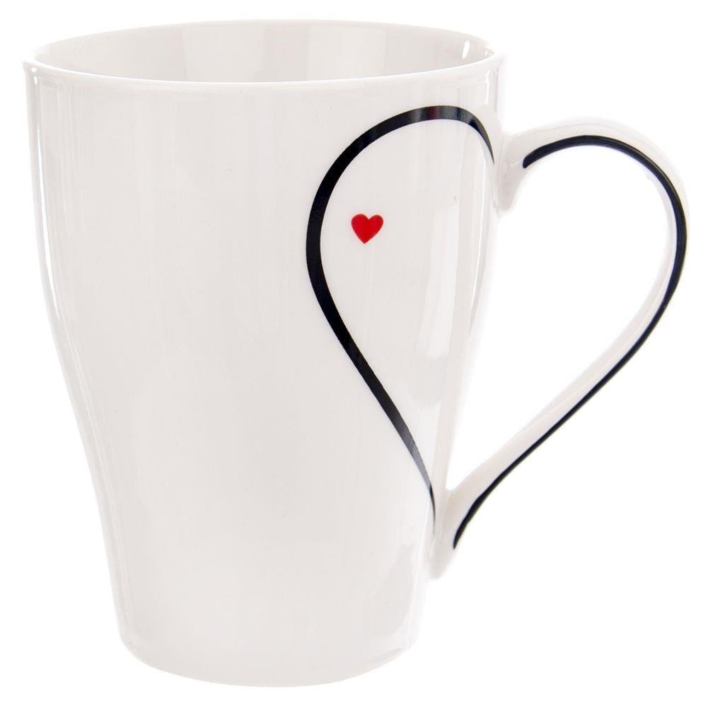 Cana ceramica Heart, Orion, Portelan, Alb, 380 ml